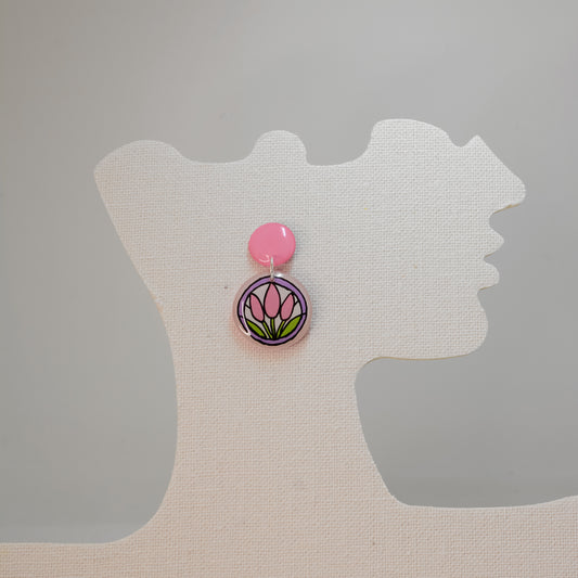 Tiptoe Through the Tulips – Hand-Painted Resin Earrings