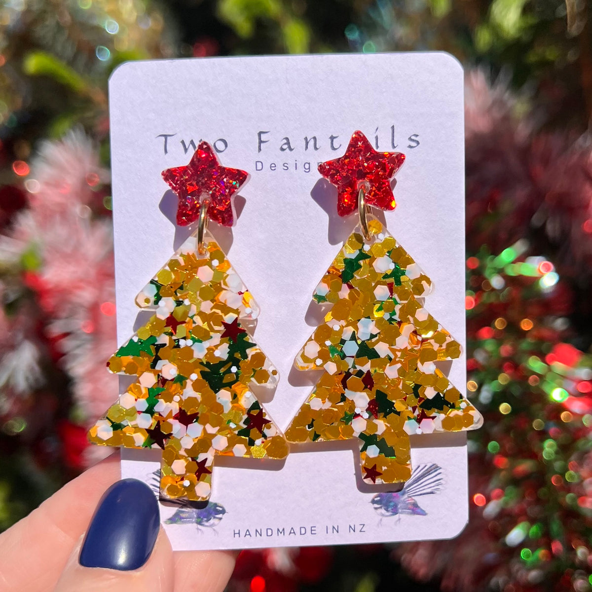 Mega Golden Star – Festive Christmas Tree Stud Dangles