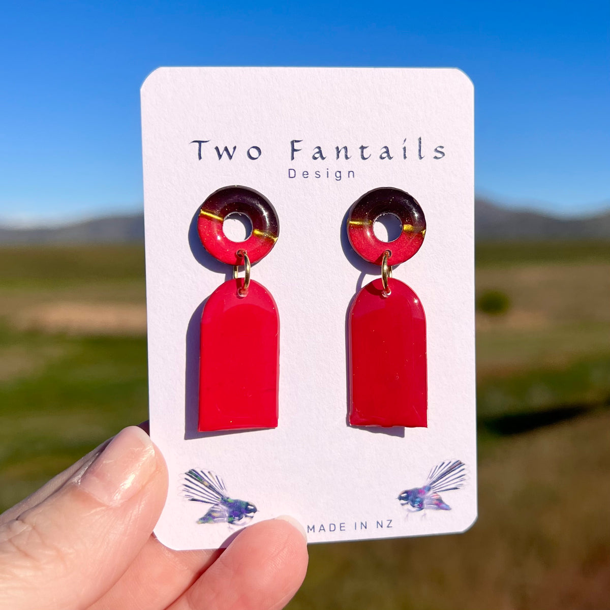 Wine Not? – Burgundy Wine Hand-Painted Arch Dangle Earrings