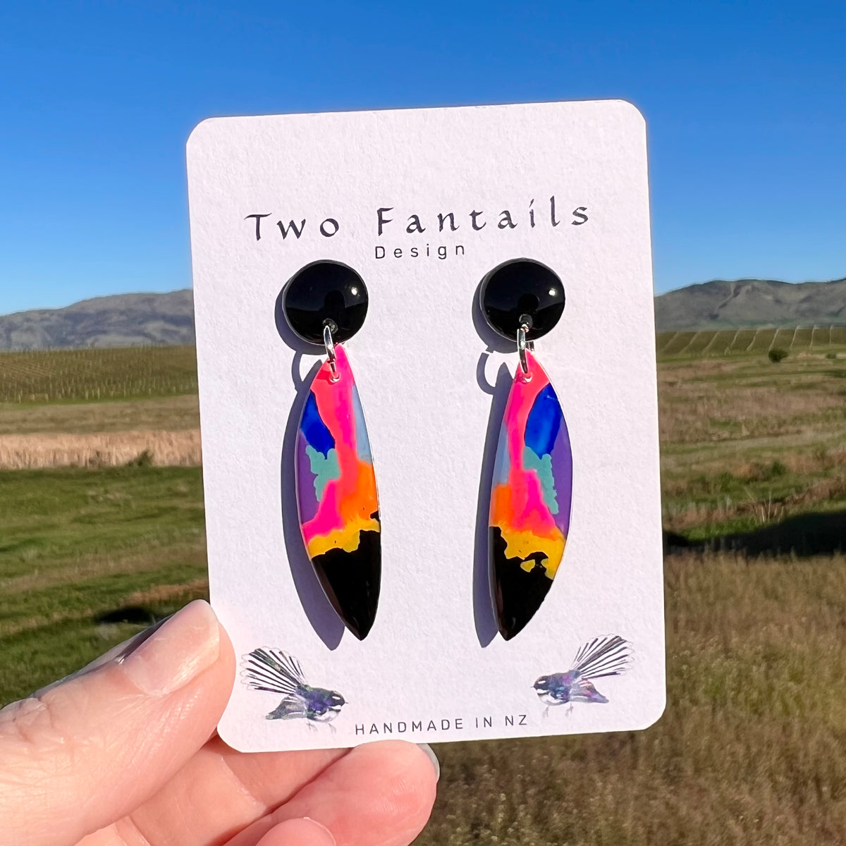Colour Outside the Lines – Hand-Painted Abstract Dangle Earrings