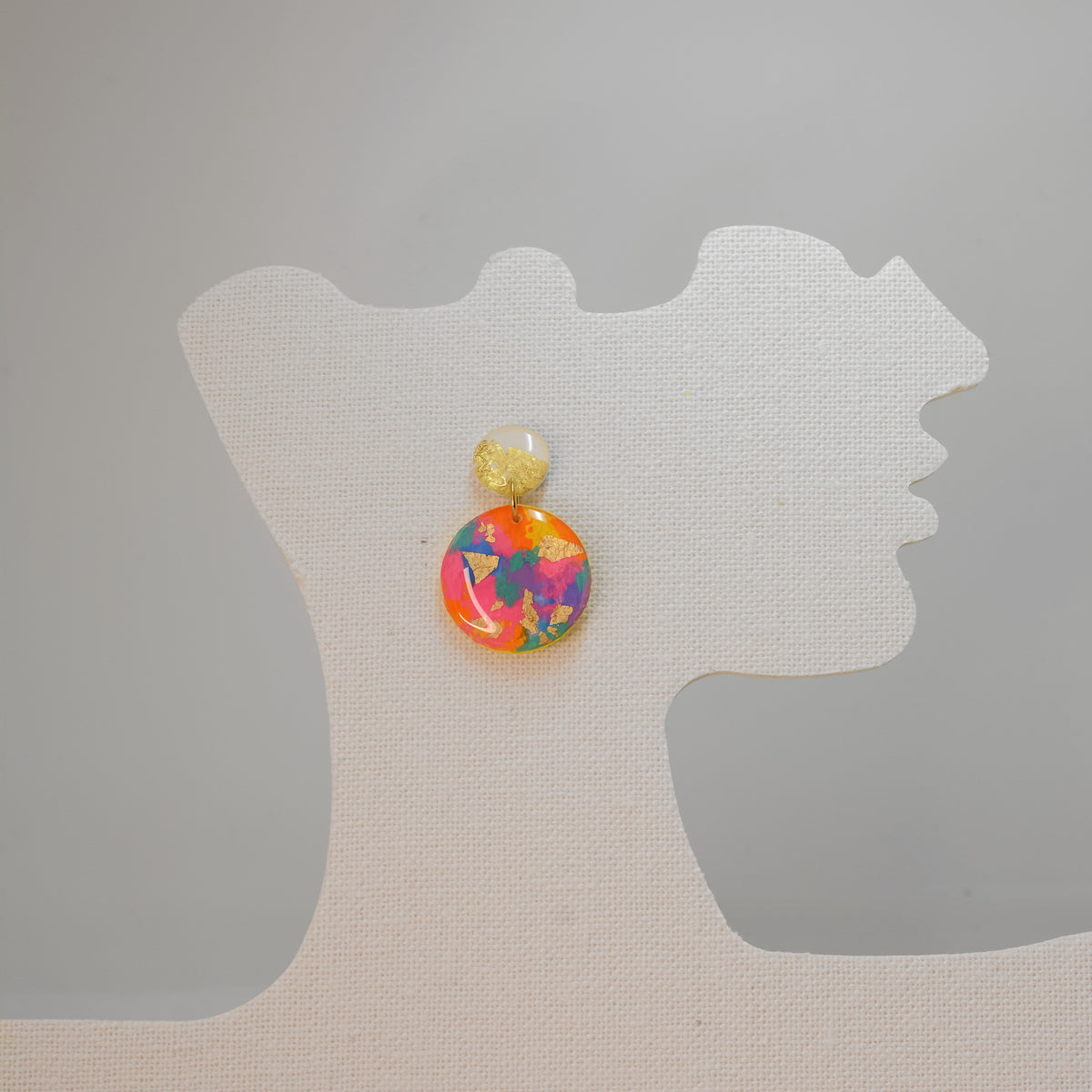 Colour Me Golden – Hand-Painted Colourful Resin Dangle Earrings