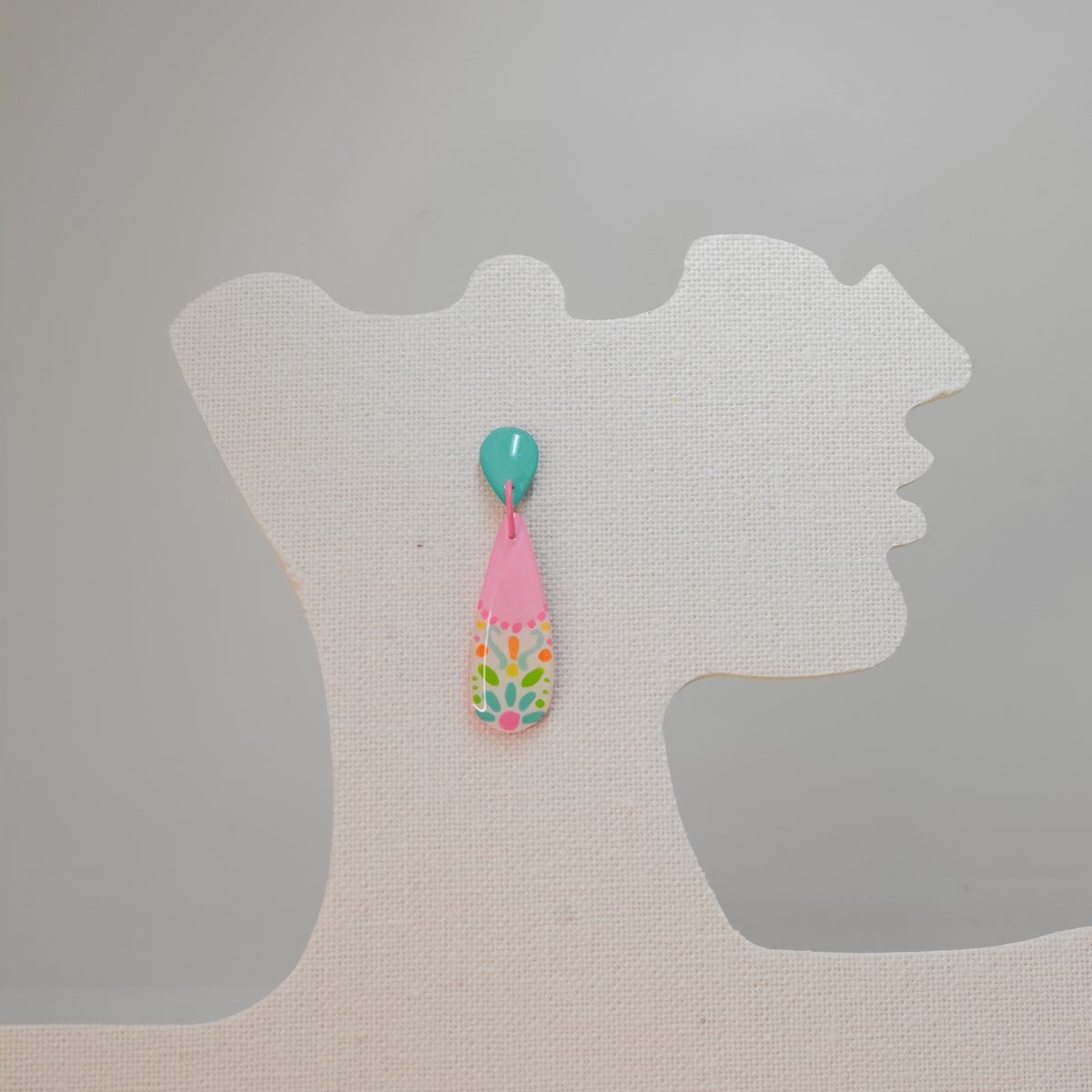Confetti Fiesta – Hand-Painted Pink & Turquoise Dangle Earrings