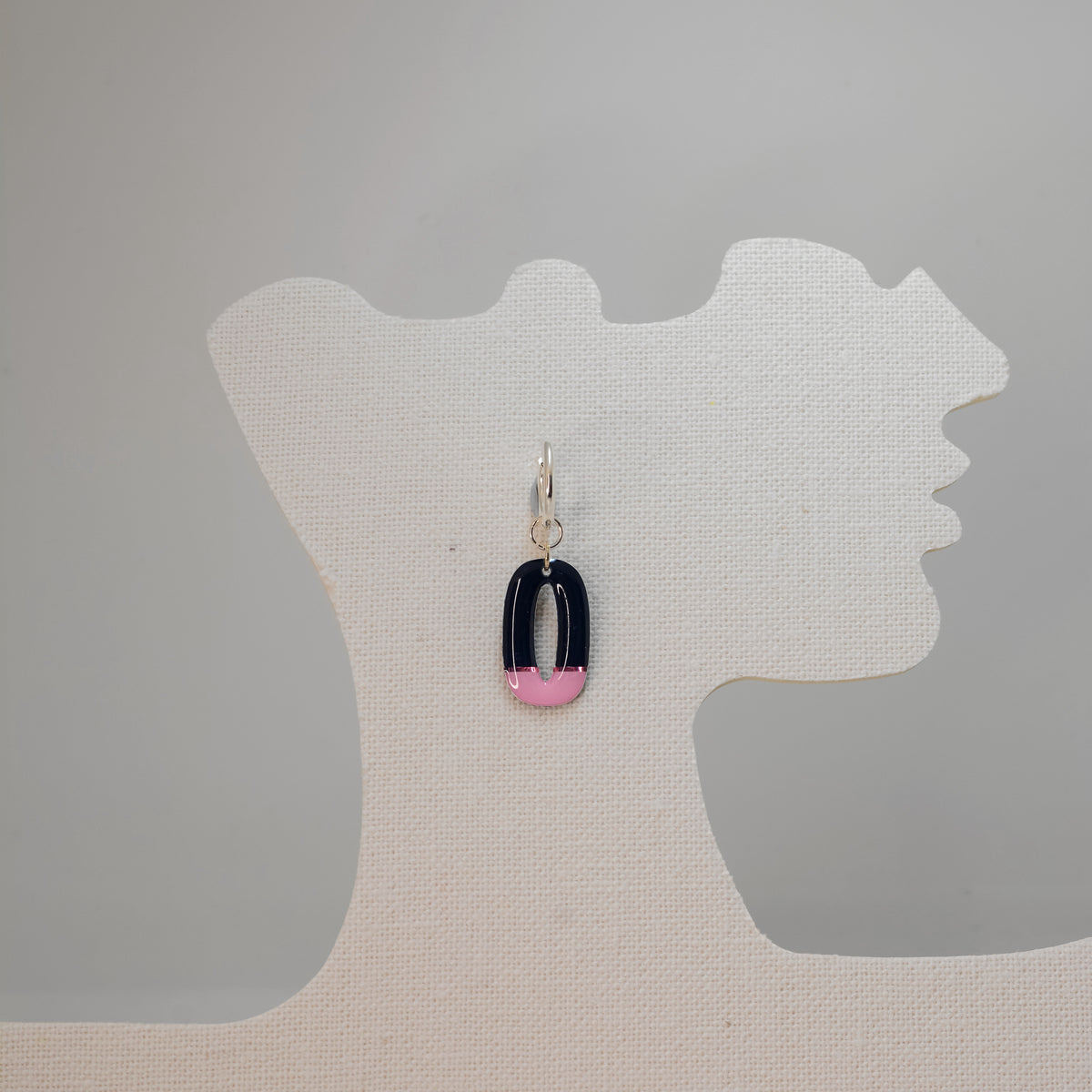 Pink After Dark – Navy & Pink Hoop Dangle Earrings