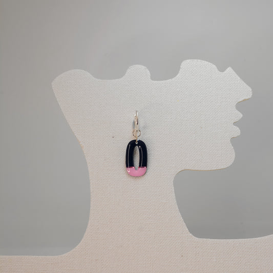 Pink After Dark – Navy & Pink Hoop Dangle Earrings