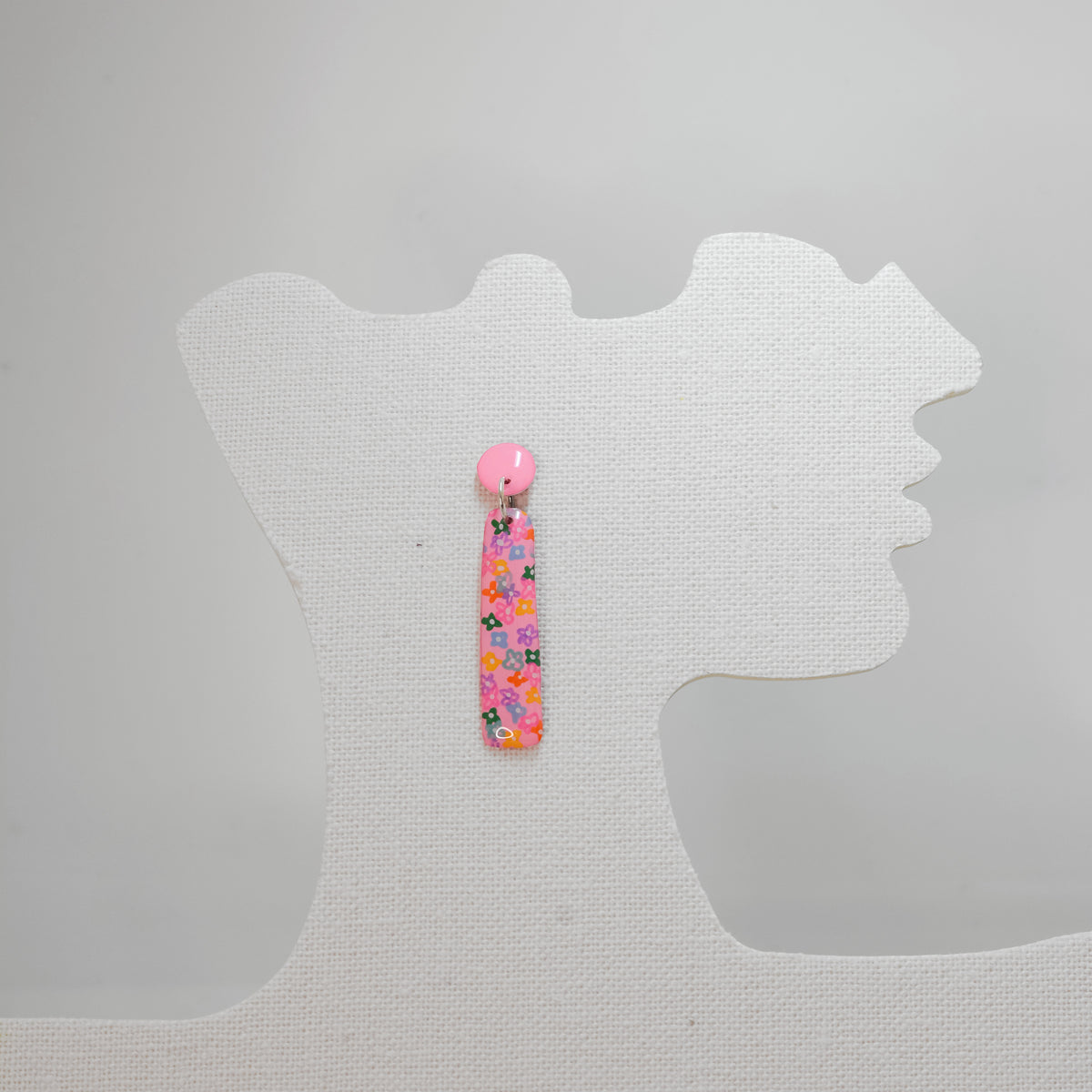 Flower Power – Pink Hand-Painted Floral Dangle Earrings