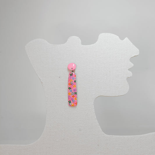 Flower Power – Pink Hand-Painted Floral Dangle Earrings