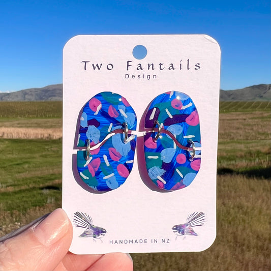 Sea of Wildflowers – Hand-Painted Abstract Dangle Earrings
