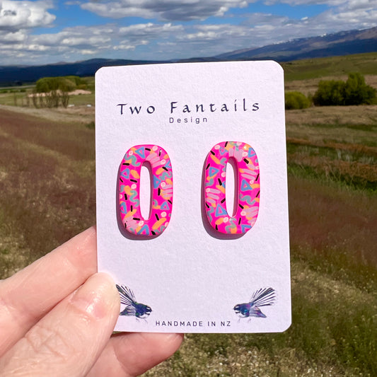 Retro Remix – Hot Pink Hand-Painted Statement Stud Earrings