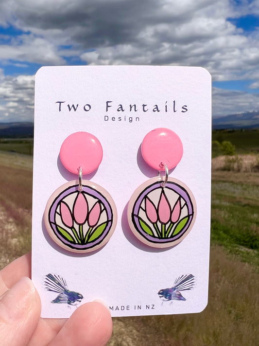 Tiptoe Through the Tulips – Hand-Painted Resin Earrings