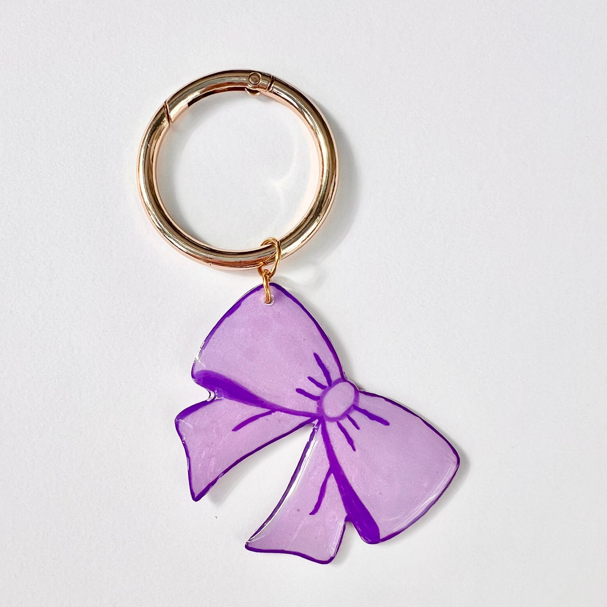 Lilac purple chunky hand-painted bow keyring