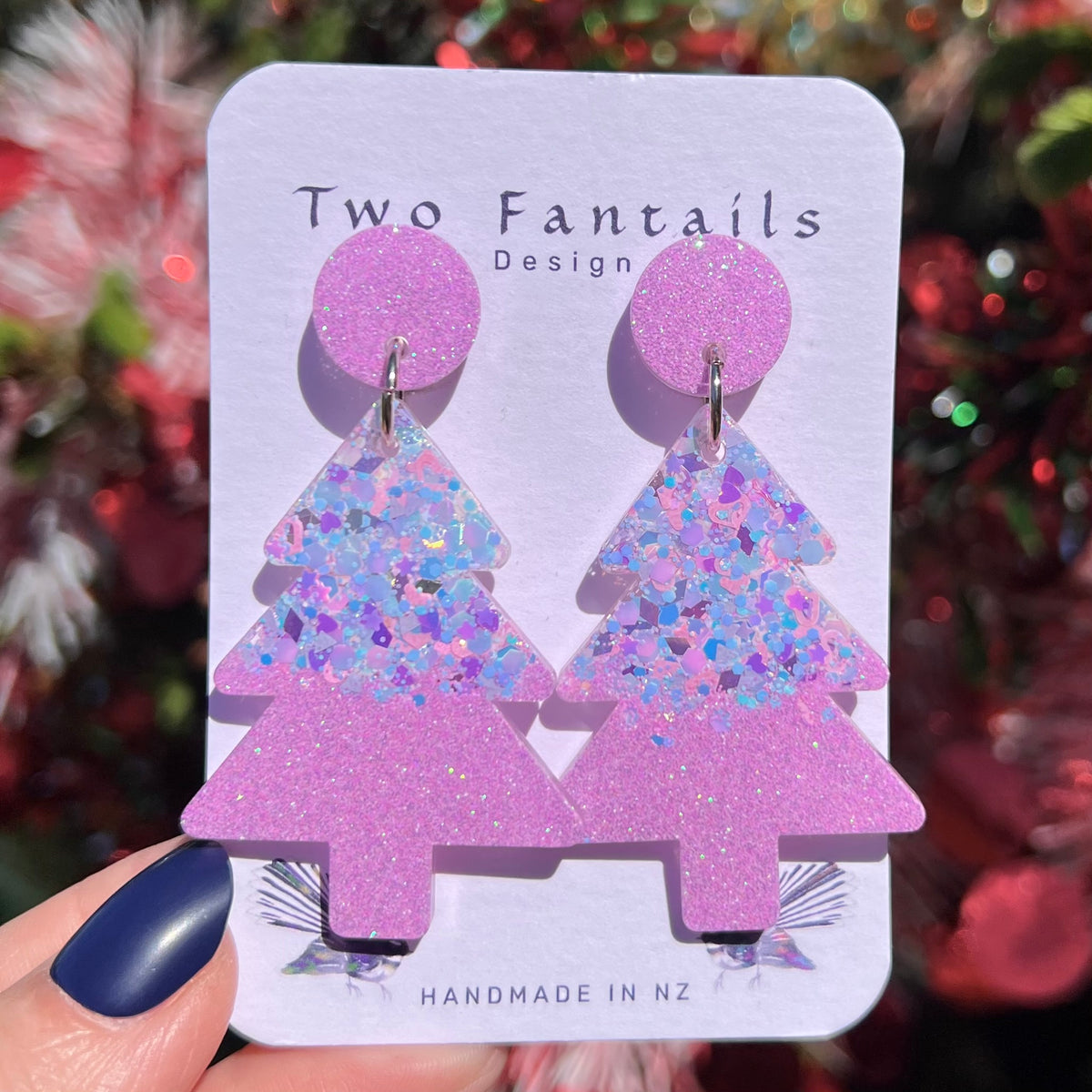 Mega Pink Dream – Pastel Christmas Tree Stud Dangles