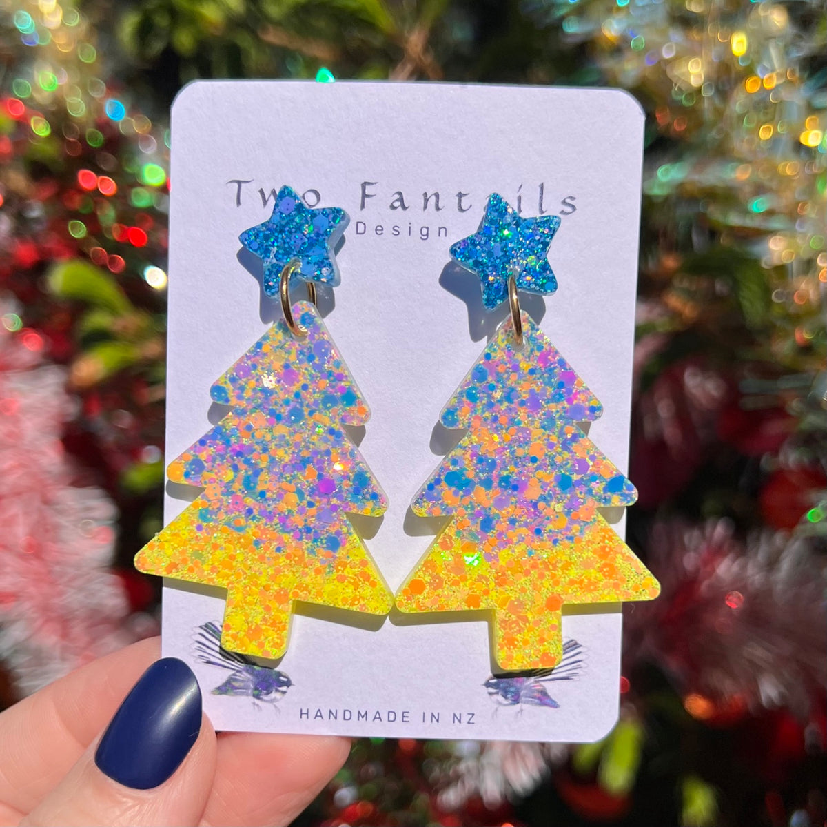 Mega Sunshine – Rainbow Christmas Tree Stud Dangles