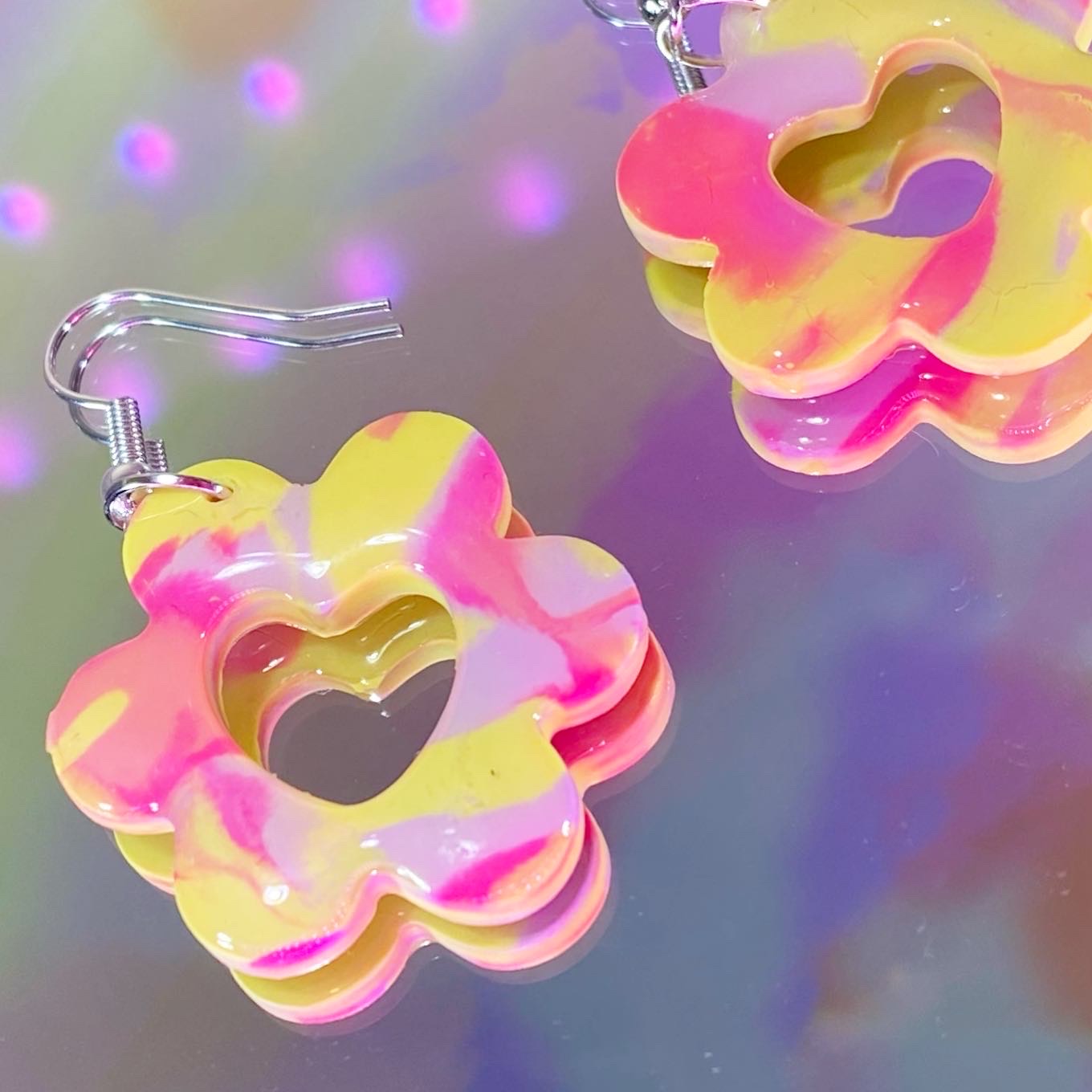 Flower Heart Dangles