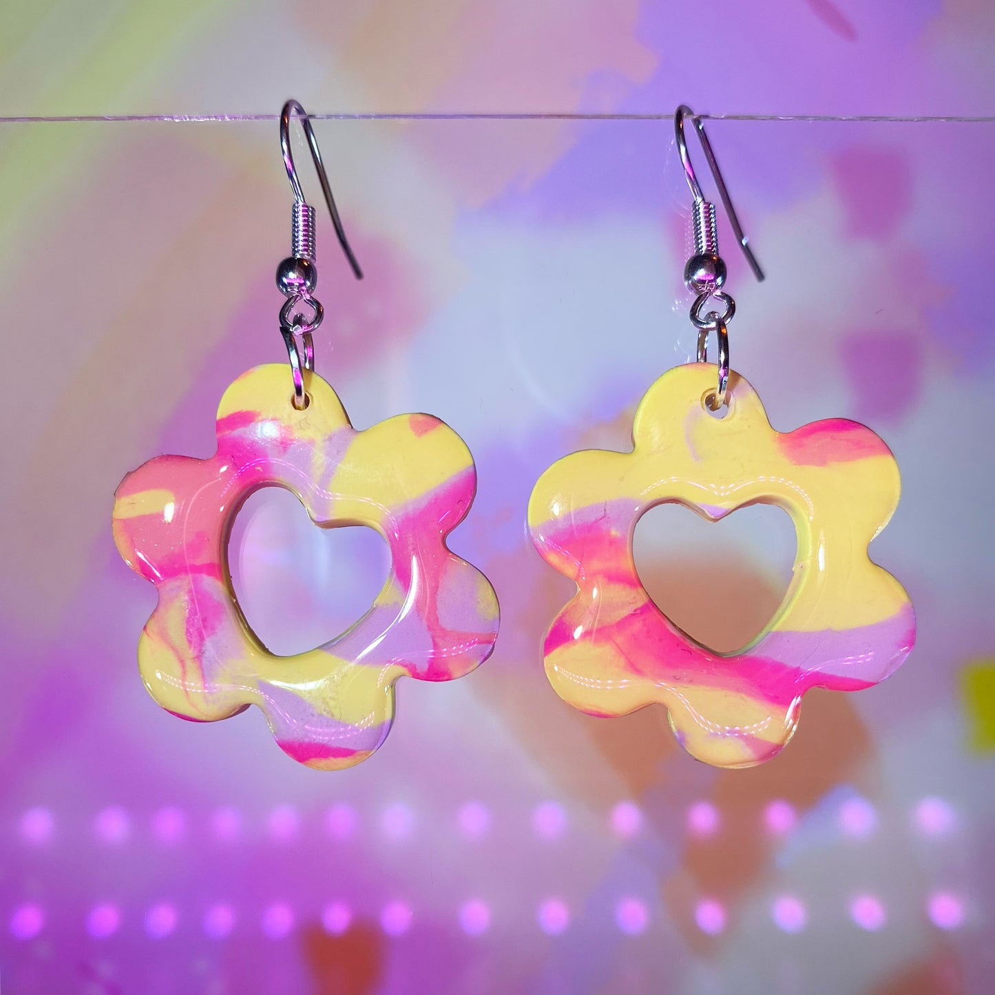 Flower Heart Dangles