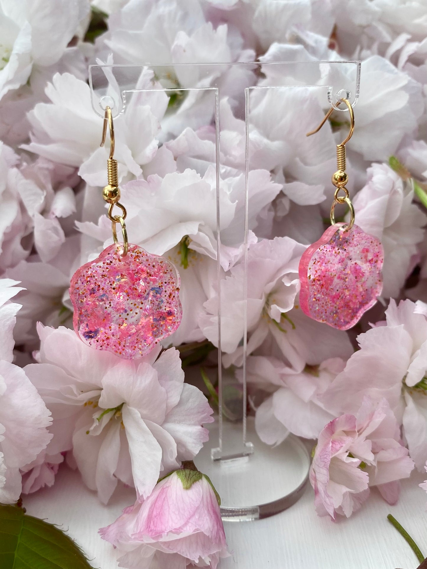 Pink Flower Dangles