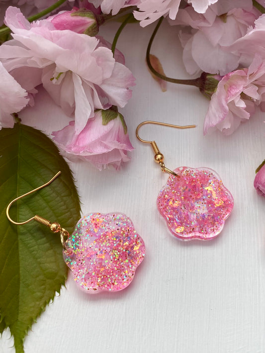 Pink Flower Dangles