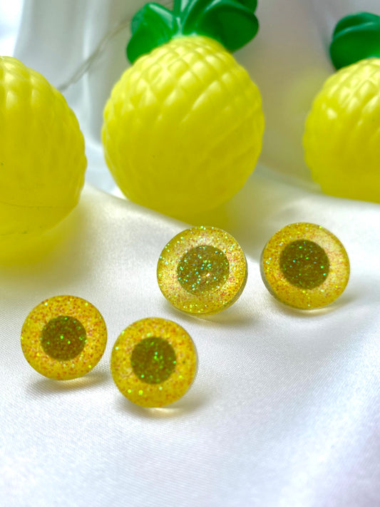 Yellow Glitter Studs